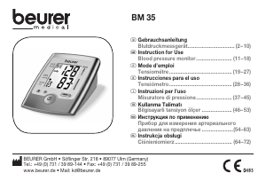 Kullanım kılavuzu Beurer BM 35 Tansiyon aleti