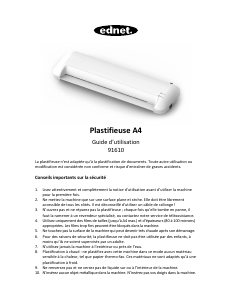 Mode d’emploi Ednet 91610 Plastifieuse