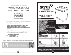 Manual de uso Acros ALD1025DP Lavadora