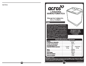 Manual de uso Acros ALD1525FH Lavadora