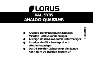 Bedienungsanleitung Lorus 5Y85 Uhrwerk