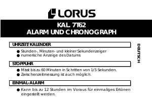 Bedienungsanleitung Lorus 7T62 Uhrwerk