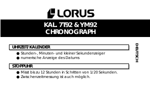 Bedienungsanleitung Lorus 7T92 Uhrwerk