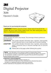 Manual 3M X66 Projector