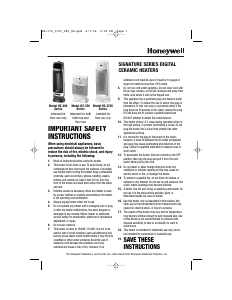 Manual Honeywell HZ-370BP Easy-Glide Heater