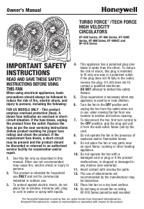 Mode d’emploi Honeywell HF-910 Turbo Force Ventilateur