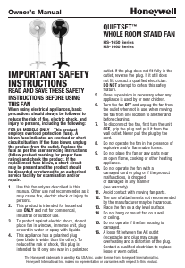 Manual Honeywell HS-1655 QuietSet Fan