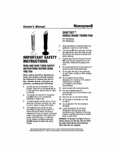 Manual Honeywell HY-105 QuietSet Fan