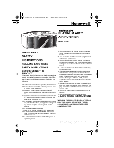 Handleiding Honeywell 16200 Platinum Luchtreiniger