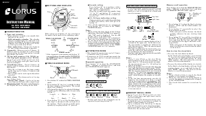 Manual Lorus W151 Movement