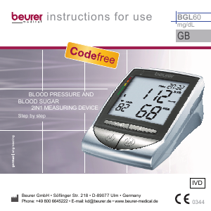 Manual Beurer BGL60 Blood Glucose Monitor