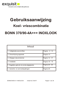 Handleiding Frilec BONN370/90-4A+++ Koel-vries combinatie