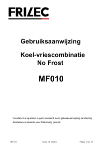 Handleiding Frilec MF010 Koel-vries combinatie