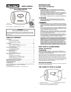 Manual First Alert CO600 Carbon Monoxide Detector