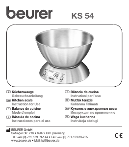 Instrukcja Beurer KS 54 Waga kuchenna