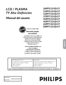 Manual de uso Philips 26PF5321D Televisor de plasma