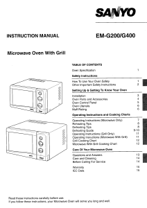 Manual Sanyo EM-G200 Microwave