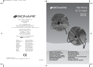 Manual de uso Bionaire BAC14 Ventilador