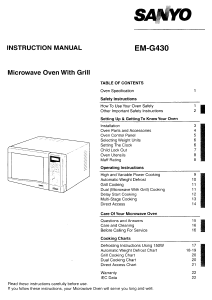 Manual Sanyo EM-G430 Microwave