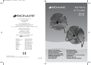 Mode d’emploi Bionaire BAC19 Ventilateur