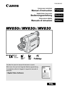 Manuale Canon MV850i Videocamera