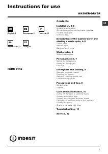 Handleiding Indesit IWDC 6145 Was-droog combinatie