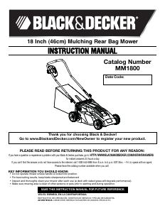 Manual Black and Decker MM1800 Lawn Mower