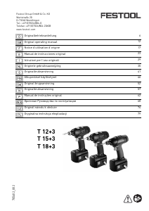 Käyttöohje Festool T 15+3 Porakone-ruuvinväännin