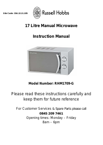 Manual Russell Hobbs RHM1709-G Microwave