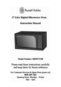 Manual Russell Hobbs RHM1719B Microwave