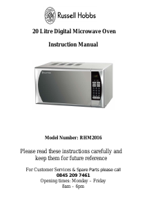 Manual Russell Hobbs RHM2016 Microwave