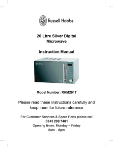 Manual Russell Hobbs RHM2017 Microwave