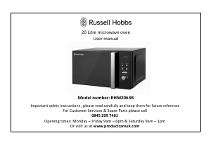 Manual Russell Hobbs RHM2063B Microwave