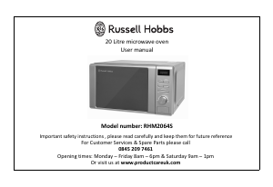 Manual Russell Hobbs RHM2064C Microwave