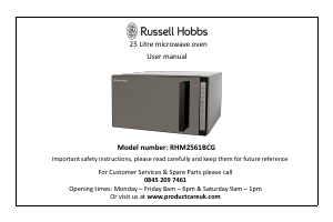 Manual Russell Hobbs RHM2561BCG Microwave