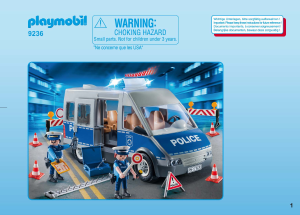 Bedienungsanleitung Playmobil set 9236 Police Polizeibus mit Strassensperre