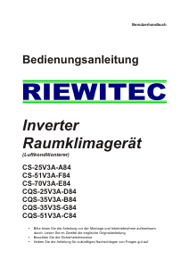 Bedienungsanleitung Riewitec CQS-35V3A-B84 Klimagerät