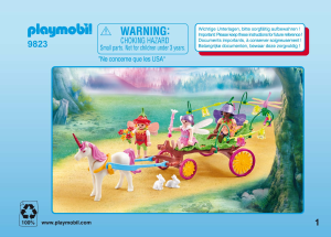 Manual Playmobil set 9823 Fairy World Fadas crianças com carruagem e unicórnio