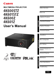 Manual Canon 4K600STZ Projector