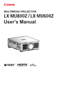 Manual Canon LX-MU800Z Projector