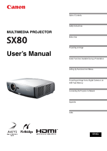 Manual Canon REALiS SX80 D Projector