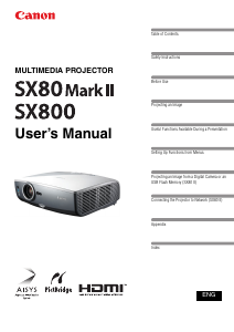 Manual Canon REALiS SX80 Mark II Projector