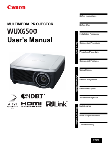 Manual Canon REALiS WX6500 D Projector