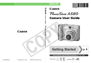 Manual Canon PowerShot A580 Digital Camera