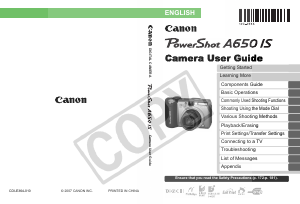 Manual Canon PowerShot A650 IS Digital Camera