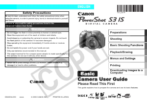 Manual Canon PowerShot S3 IS Digital Camera