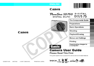 Manual Canon PowerShot SD750 Digital Camera