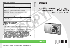 Manual Canon PowerShot SD880 IS Digital Camera