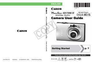 Manual Canon PowerShot SD1100 IS Digital Camera