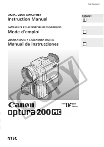 Manual Canon Optura 200MC Camcorder